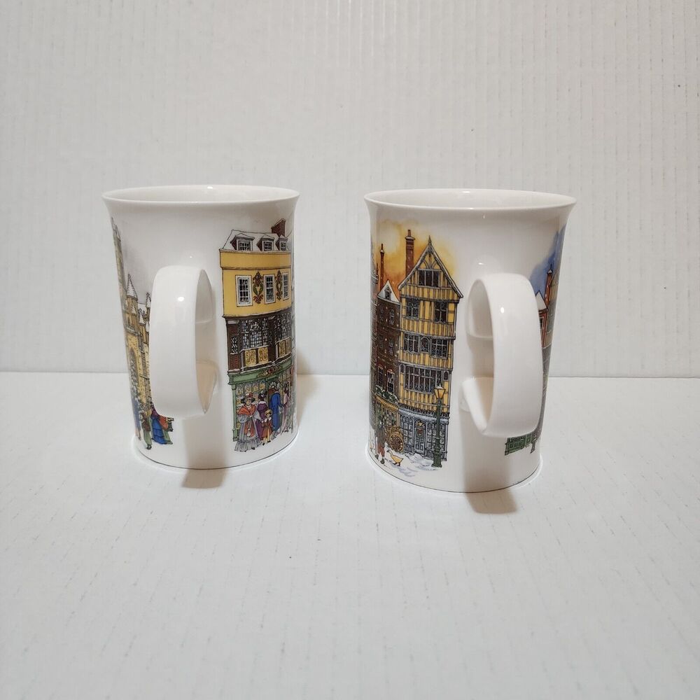 (2) Dunoon Bone China Mugs England Sue Scullard Christmas Time Carriage & Geese - Picture 4 of 7